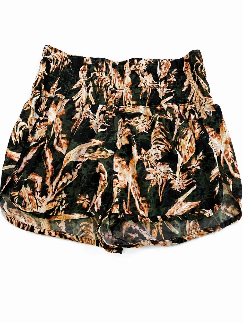 Free People FP Movement Floral Bird Print Lined Running Shorts Back Mesh Pocket